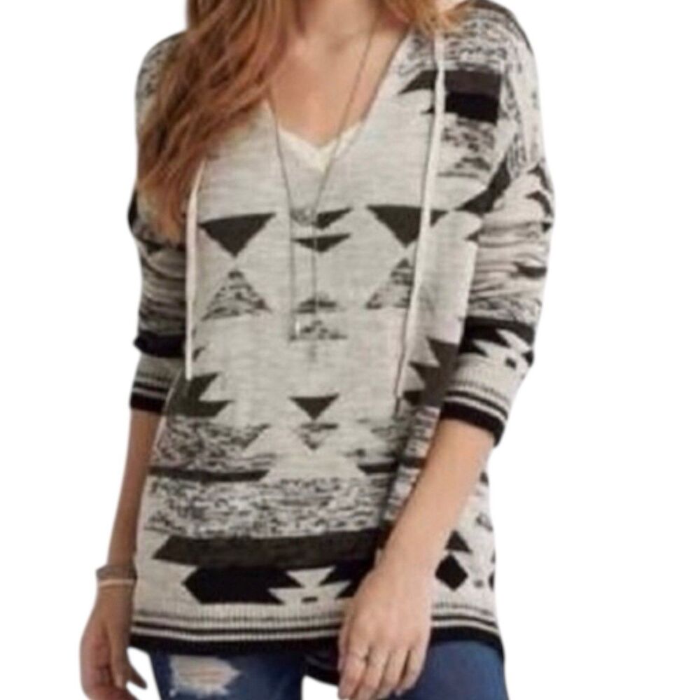 American Eagle Baja Hooded Sweater Aztec Tribal Southwest